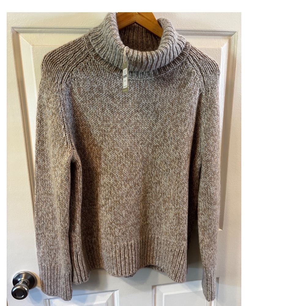 NWT Haven Well Within 100% Cashmere Turtleneck Sweater Marled Beige Shaker - Lg